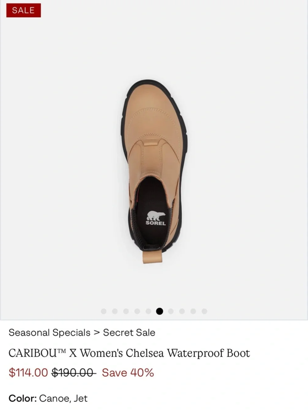 Sorel Caribou X Women's Chelsea Boot in Canoe and Jet - Picture 5 of 13